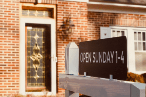 open house sign near front door